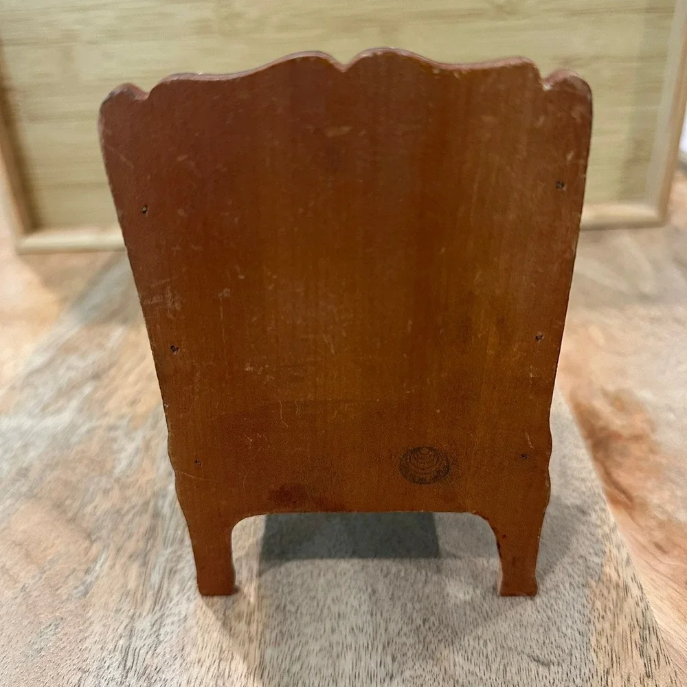 Vintage Miniature Wooden Hutch Dollhouse Furniture Cherry Finish 5.5 Inch